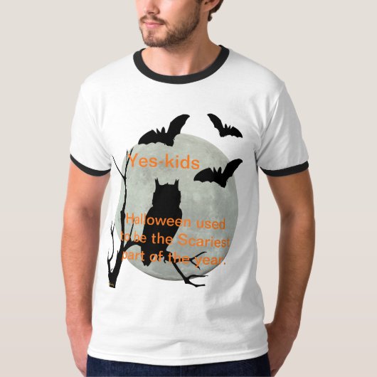 T-shirt Chouette d'Halloween à Ringer blanc et chauves-sou (Devant)