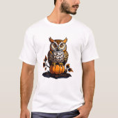 T-shirt Chouette d'Halloween avec citrouille (Devant)