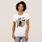 T-shirt Chouette d'Halloween blanche et chauves-souris (Devant entier)