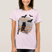 T-shirt Chouette d'Halloween rose pâle et chauves-souris (Devant)