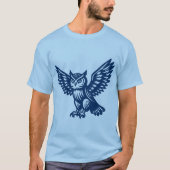 T-shirt Chouette éclairante - Bleu de Shibori (Devant)