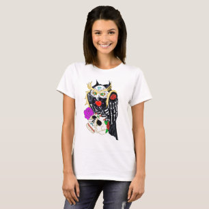 T-shirt Chouette Et Crâne À Sucre
