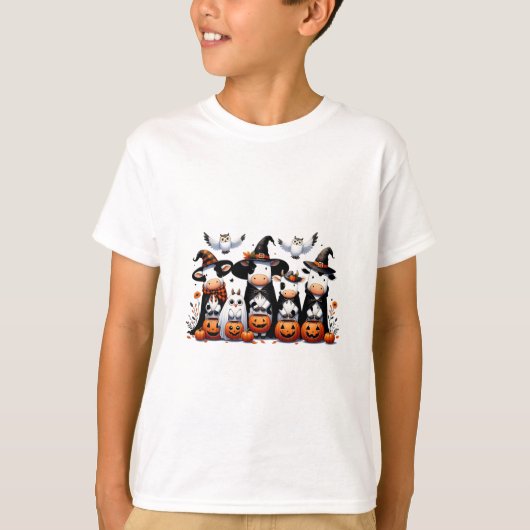 T-shirt Chouette fantôme Vaches Halloween Animaux Vache Lo (Devant)