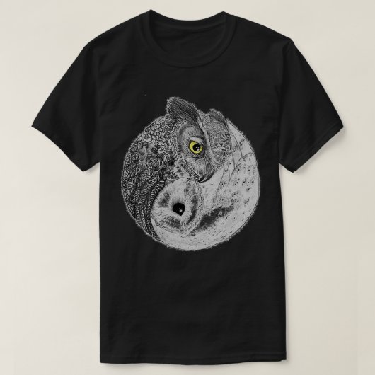 T-shirt Chouette femelle Yin Yang Tai Chi VNeck (Design devant)