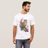 T-Shirt Chouette Florale Colorée (Devant entier)