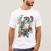 T-Shirt Chouette Florale Colorée (Devant)