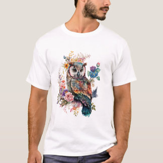 T-Shirt Chouette Florale Colorée