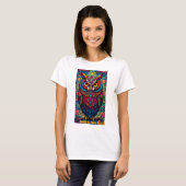 T-shirt Chouette Mandala Cosmique (Devant entier)