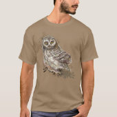 T-shirt Chouette mignonne, Aquarelle Oiseau Nature Texte p (Devant)