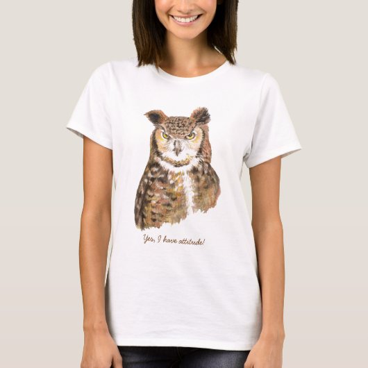 T-shirt Chouette mignonne avec tatouage Dames d'attitude (Devant)