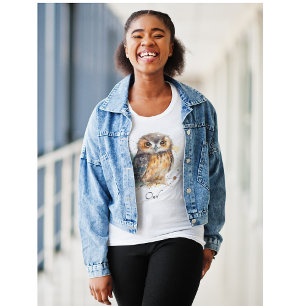 T-shirt Chouette mignonne en aquarelle