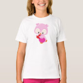T-shirt Chouette mignonne, Petite Chouette, Coeurs, Chouet (Devant)