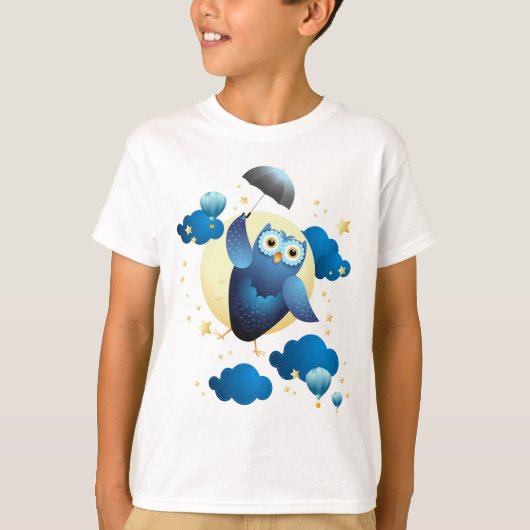 T-shirt Chouette mignonne volant avec parapluie (Devant)
