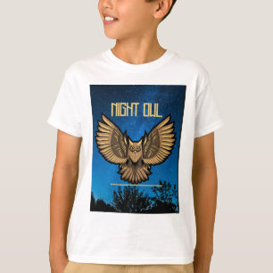 T-shirt Chouette nocturne Gravant la haute base des enfant