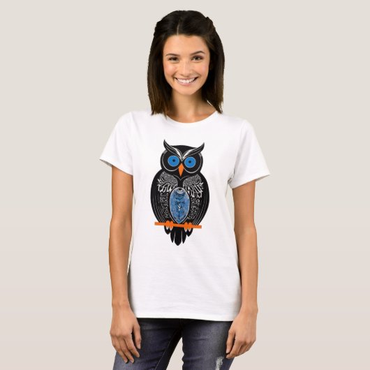T-shirt Chouette noire (Devant entier)