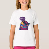 T-shirt Chouette Quoi ?, chouette colorée (Devant)