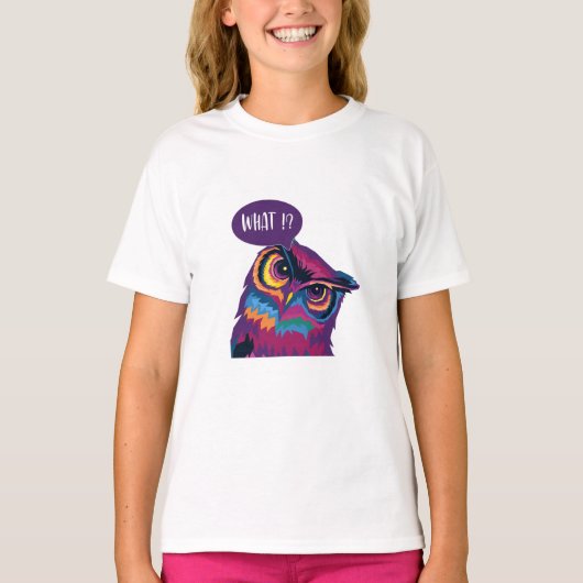 T-shirt Chouette Quoi ?, chouette colorée (Devant)