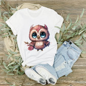 T-shirt Chouette rose Avec Illustration Fleur
