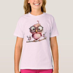 T-shirt Chouette Rose Mignonne & Amis Oiseaux