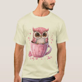 T-shirt Chouette rose mignonne en coupe (Devant)