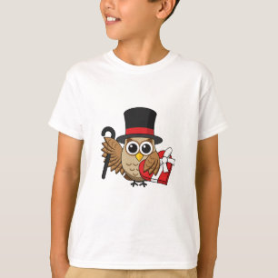 T-shirt Chouette sophistiquée avec boîte de chocolat cardi