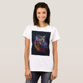 T-shirt Chouette spatiale colorée (Devant entier)
