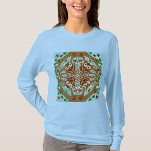 T-shirt Chouette tirée à la main Mandala