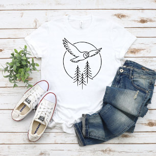 T-shirt Chouette volante minimale sur pins – Illustration
