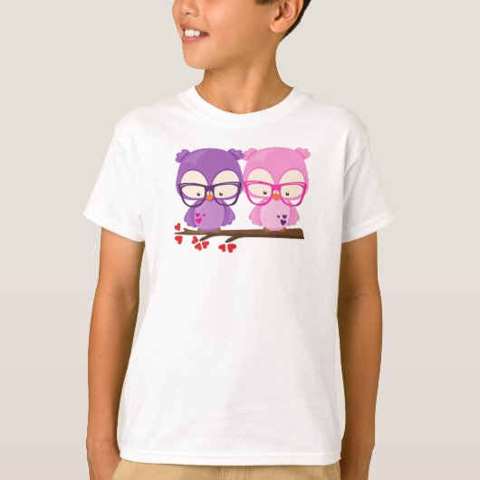 T-shirt Chouettes de la Saint-Valentin, Chouette rose, Cho (Devant)