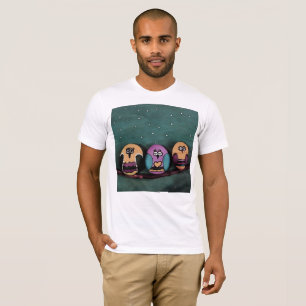 T-shirt Chouettes en forme ovale contre l'art primitif Nig