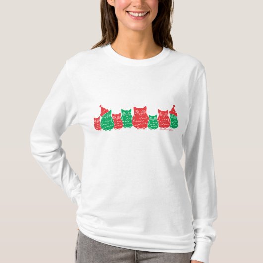 T-shirt Chouettes rouges et vertes (Devant)