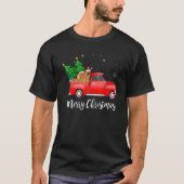 T-shirt Chow Chow Chien à cheval Camion Rouge Noël (Devant)