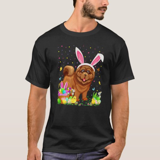 T-shirt Chow Chow Chien Bunny Oeufs Chasse Chow Chow Pâque (Devant)