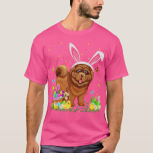 T-shirt Chow Chow Chien Bunny Oeufs Chasse Chow Chow Pâque