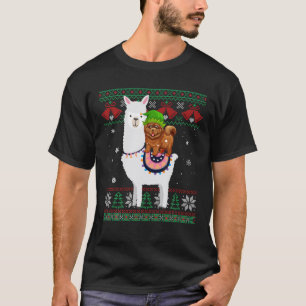 T-shirt Chow Chow Chien chevauchant Llama drôle Vilain Noë
