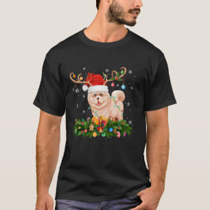 T-shirt Chow Chow Chien Chow Chr, renne d'éclairage de Noë