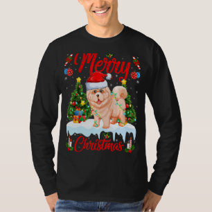 T-shirt Chow Chow Chien Lights Xmas Tree Père Noël Chow Ch