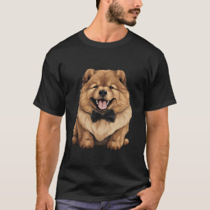 T-shirt Chow Chow Chien Portant une Cravate Bow Noir Cou L