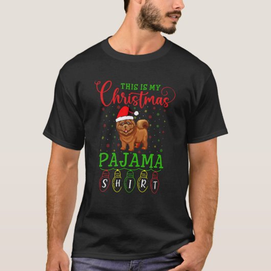T-shirt Chow Chow Chien Santa Hat Light C'est mon Noël (Devant)