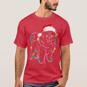 T-shirt Chow Chow Chien XMAS Lumières Santa Hat Funn