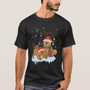 T-shirt Chow Chow Chow Noël Chats de Père Noël Chien de re