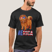 T-shirt Chow Chow Dog 4 juillet Merica Dog Sunglass Amer (Devant)