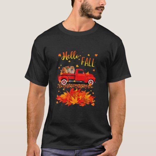 T-shirt Chow Chow Dog Leaf Automne Rouge Camion Laideur (Devant)