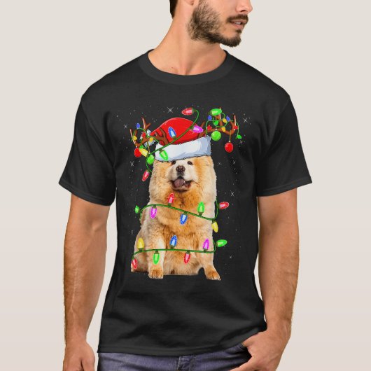 T-shirt Chow Chow Dog Lover Xmas Lighting Santa Chow Chow  (Devant)
