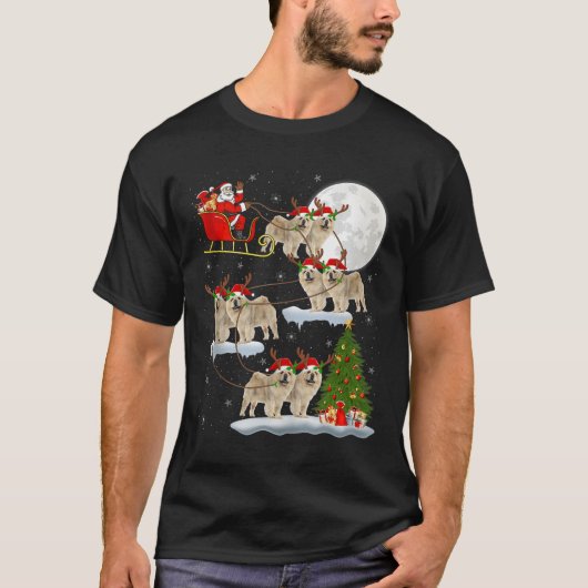 T-shirt Chow Chow Dog Santa Sleigh Flying Funny Magical Ch (Devant)
