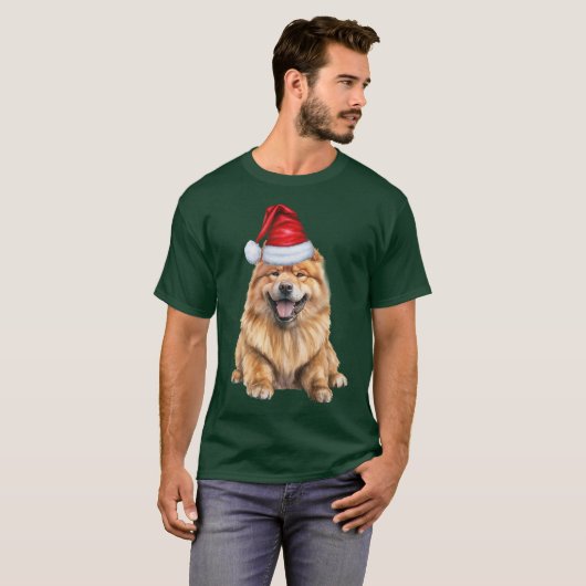 T-shirt Chow Chow Funny Christmas Père Noël Chien (Devant entier)