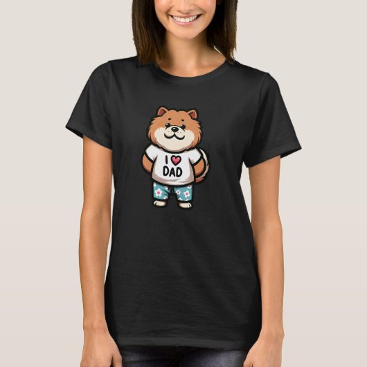 T-shirt Chow Chow I Love Papa Chien Drôle Père (Devant)