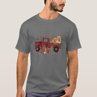 T-shirt Chow Chow Riding Camion Citrouille Automne Feuille