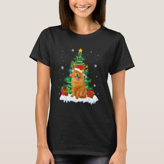 T-shirt Chow Chow Santa Christmas Tree Light Pajama Dog Xm (Devant)