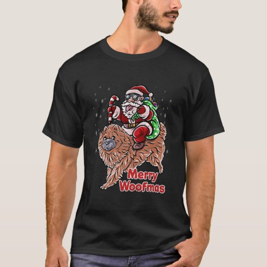 T-shirt Chow Chow Santa Claus Casquette Joyeux chien de No (Devant)